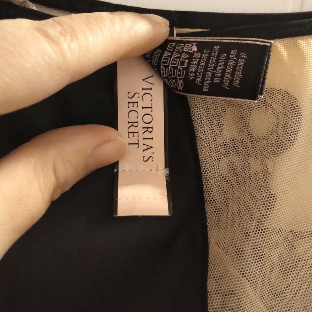 🐞NWT Victoria's Secret LUXE Dragon Applique Cheeky Mesh SEXY Lingerie Black Tan - Picture 8 of 16